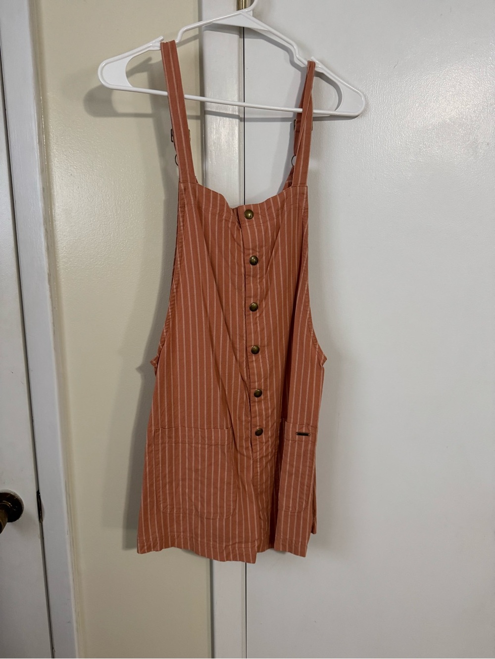 Volcom Rust-Striped V-Neck Button Dress